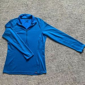 Patagonia Capilene Midweight base layer quarter zip, womens M royal blue